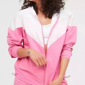 NWT Aerie Windbreaker Pink and White Size S